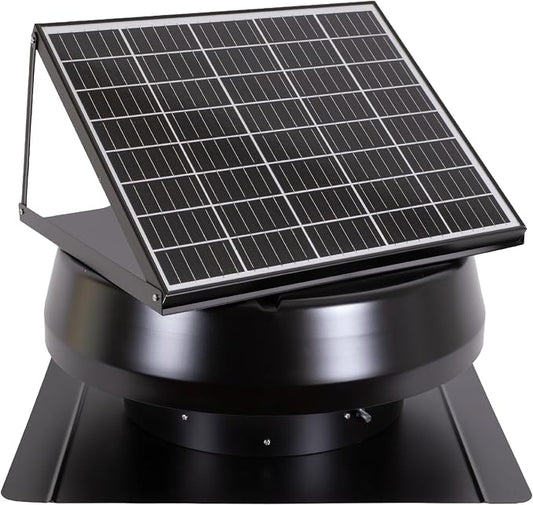 iLIVING HYBRID Ready Smart Thermostat Solar Roof Attic Exhaust Fan, 14", 40-Watt, 1150 CFM, Cools up to 2900 Sq.Ft. Coverage Area, Black