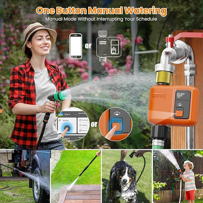 WiFi Water Timer for Garden Hose, Smart Sprinkler Timer with 984ft Long Range, Strong Wall Penetration, APP & Remote Control, Voice Control, Rain Delay, Manual Mode, Watering System (1 Outlet,2pcs)