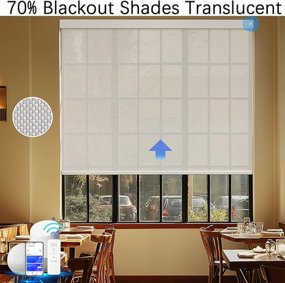 Motorized Blinds with Remote Cordless Automatic Motorized Shades Custom Blinds for Windows Smart Curtains Compatible with Alexa Google Home(3% Solar Beige,Custom)