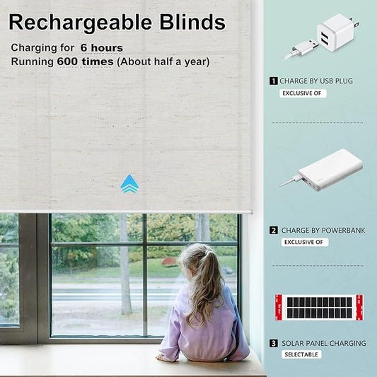 Aprilsmart Motorized Blinds with Remote,Light Filtering Motorized Roller Shades Work with Apple Homekit,Alexa,SmartThings,Google Home,Customize Blinds(Linen White-56)