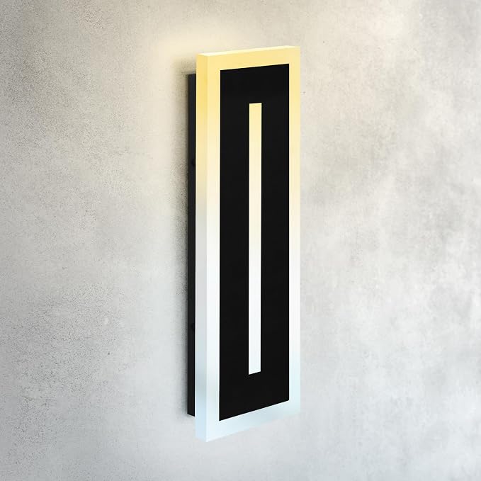 ASD LED 18" Long Wall Mount Light Fixture, Outdoor & Indoor Linear Sconce | 3CCT, Dimmable, Waterproof, Anti-Rust, ETL Listed | 18W 1180LM 3000-5000K 100-277V | Exterior Porch Lighting | Black
