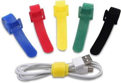 Cable Ties Reusable - 6 Inches Multi-Colour Adjustable Cord Straps Cord Ties for Cable Management Organizer, Multi-Purpose Reusable Hook and Loop for Home, Office and Garage (50)