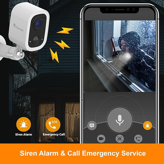 TOUCAN S4 Wireless Security Camera + Solar Panel Charger Bundle 2K Quad HD Battery Powered Outdoor Camera, Motion Detection Alerts, Two-Way Audio, Night Vision, No Subscription Required
