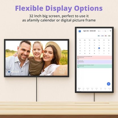 Digital Wall Calendar 32 Inch Touch Screen, Electronic Smart Calendar Chore Chart for Family Schedule/Monthly/Weekly Planner and Kids Rewards, Large 1080P Interactive Touchscreen Display