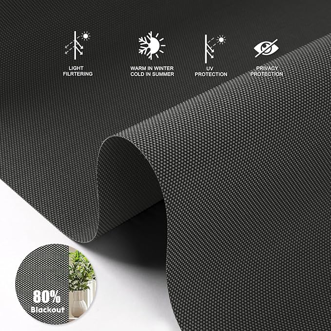 Motorized Blinds with Remote [Light Filtering] Smart Blinds Compatible with Alexa Google HomeKit, 80% Blackout Automatic Roller Shades for Indoor Windows, Customized Size, Mesh Haze