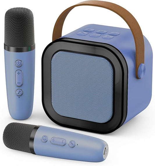 Mini Karaoke Machine for Kids Adults, 2026 TOP Birthday Gifts for Girls Boys 3,4,5,6,7,8+Year Old Toddler Toys, Portable Bluetooth Speaker with 2 Wireless Karaoke Microphones Player (Navy)