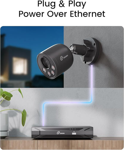 Loocam NVR Security Camera System 8CH 8MP with 2TB HDD, 8pcs 4K POE IP Cameras for Home Security, AI Human/Vehicle Detection, 24/7 Recording POE Camera System, Remote Access, Plug & Play