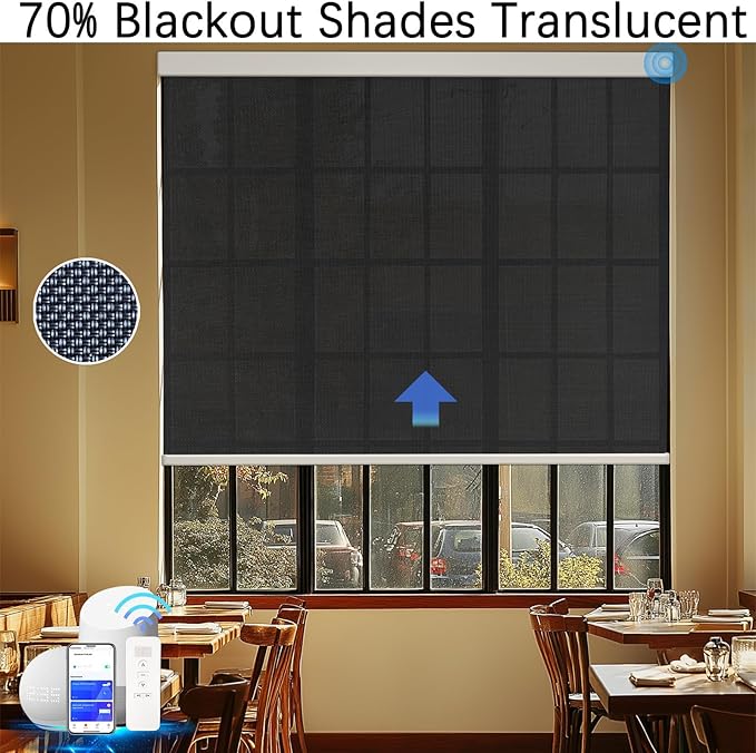 Motorized Blinds with Remote Cordless Automatic Motorized Shades Custom Blinds for Windows Smart Curtains Compatible with Alexa Google Home(Custom)