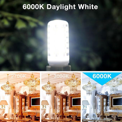 DAYBEETER 6 Pack Dimmable G9 LED Bulb 4W (40 Watt Equivalent), 6000K Daylight White, G9 Halogen Bulb,T4 G9 Bi-pin Base Light Bulbs for Chandelier,120V 450LM 360 Beam Angle No-Flicker G9 Bulb
