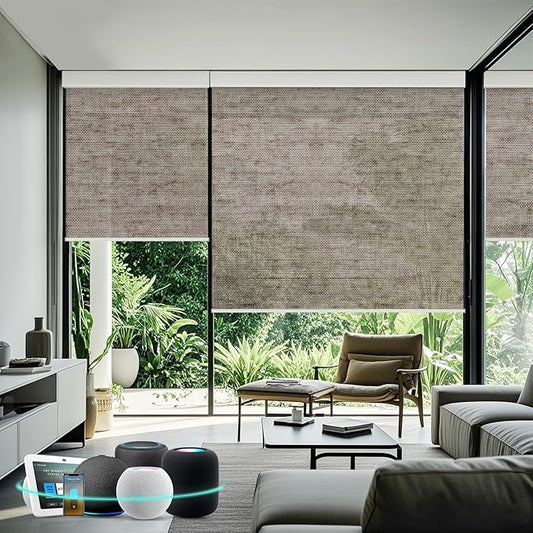 Aprilsmart Motorized Blinds with Remote,Light Filtering Motorized Roller Shades Work with Apple Homekit,Alexa,SmartThings,Google Home,Customize Blinds(Sunscreen Cocoa-60)