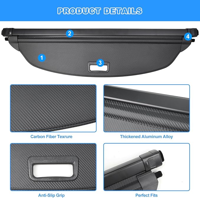 AUXKO Retractable Cargo Cover for Mazda CX-50 2026 2025-2023, Trunk Cargo Cover Luggage Security Shade Cover for 2026 2025 Mazda CX50 Shielding Shade Anti-Peeping Luggage Privacy Screen, Carbon Fiber