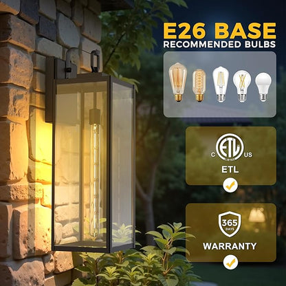 L LOHAS LED 2 Pack 22 Inch Large Size Dusk to Dawn Outdoor Light Fixture, Matte Black Waterproof Anti-Rust Porch Lights Ourdoor, Exterior Lighting Fixtures for Porch, Doorway, Garage, ETL Listed