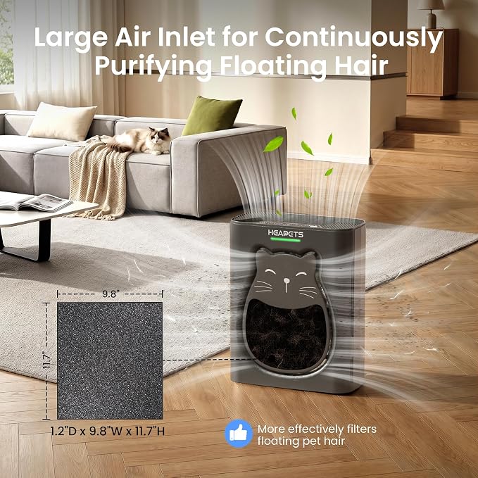 Pet Air Purifier for Home, H13 HEPA Washable Filter,Air Cleaner with APP&Air Quality Monitor for Pet Hair Dander Odor Allergies Pollutant Smoke Dust for Large Rooms 2200 Ft², Auto Mode,P365 Black