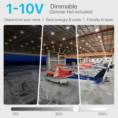 HYPERLITE UFO LED High Bay Light: 200W 29,000LM (145LM/W) 1-10V Dimmable, UL Listed 4000K High Bay LED Light for Shop Gym Stadium Exhibition Hall, Alternative to 850W MH/HPS, 5-Year Warranty
