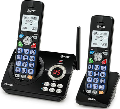 AT&T DL72279 2-Handsets DECT 6.0 Cordless Landline Phone with Bluetooth Connect to Cell, Smart Call Blocker, Digital Answering System, Big Buttons, Unsurpassed Range & ECO Mode