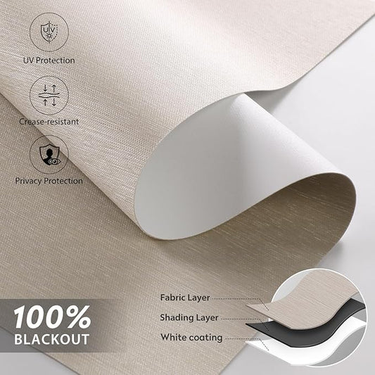 ZSTARR Motorized Roller Shades Blackout Smart Roller Blinds with Remote Control Rechargeable Blind Compatible with Alexa Automatic Window Shades for Home Custom Size (BO Khaki)