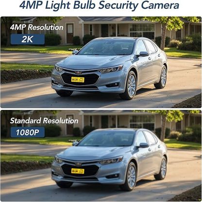 GNCC 2K Light Bulb Security Camera, 2.4GHz Only, 355° Wireless Outdoor Camera, Full-Color Night Vision, Motion Detection, Easy Install, Local & Cloud Storage Requires Subscription (1-Pack, White)