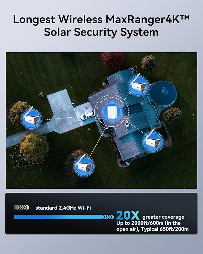 Swann MaxRanger4K Wireless Solar Security Add-On Camera, 4K UHD, 2000ft Long Range Wi-Fi, Color Night Vision,True Detect Alerts,2-Way Audio,Weatherproof,No Monthly Fee-SWNVW-MAXV2CAM