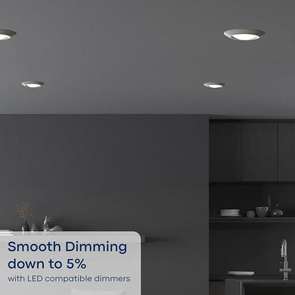 Sea Gull Lighting 14550S-15 Generation Lighting Traverse Lyte Round 6 in. 3000K, Canless Integrated LED Recessed Light, 925 Lumens, 90 CRI, T24 Complaint, Wet Rated in White Finish (4 Pack)