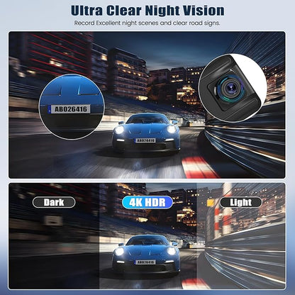10.88 Inch Mirror Dash Cam,4K Touchscreen Rear View Mirror Front and Rear View Dual Cameras,Night Vision,G-Sensor,APP Control,Motion Detection,Loop Recording,Parking Assistance,Parking Monitor