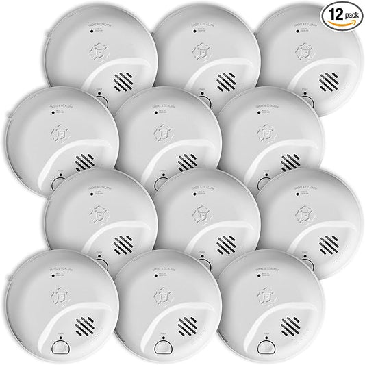 First Alert SMICO100-AC Interconnect Hardwire Combination Smoke & Carbon Monoxide Alarm with Battery Backup, 12-Pack