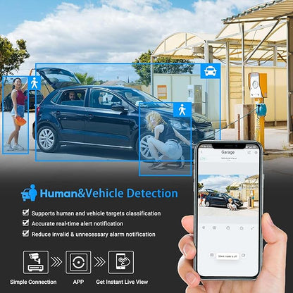 VIKYLIN 5MP Full Color POE IP Security Camera,AI Human/Vehicle Detection,98ft Color Night Vision F1.0,Built in Mic, 2.8mm Lens,IP67,5MP@30fps，NDAA Compliant