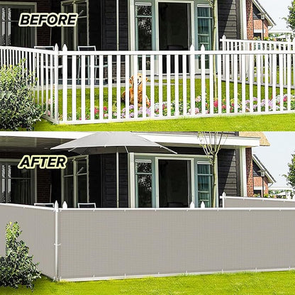 LOVE STORY Balcony Privacy Screen, 3'x16' Deck Shield Screen Fence Cover,UV Protection and Weather-Resistant,3 FT Height for Deck, Patio, Backyard, Outdoor Pool, Porch, Railing, Beige-Grey