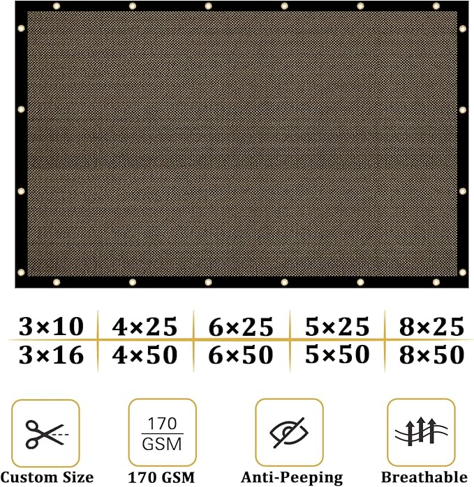 Shade&Beyond 4'x80' Brown Privacy Screen Fence Cover 170 GSM Fencing Mesh Fence Panel for Wall Garden Yard Backyard Indoor Outdoor Home Decoration