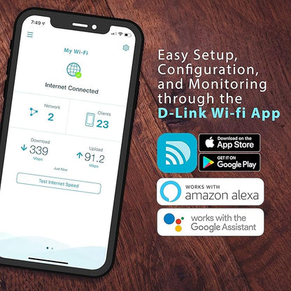 D-Link Covr Ac1200 Whole Home Mesh Wi-Fi System with Voice Control W/Amazon Alexa Or Google Assistant, 5500 Sq.Ft. Coverage, 3-Pack (Covr-C1213)