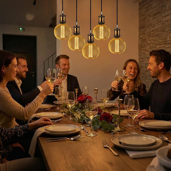 Unique Fancy Vintage Decorative LED Bulb, Special Gold Mesh Globe Edison Light,Dimmable Cozy Glow for Art Decor, E26 Base, 3.5W Cozy Warm White 2200k, Energy Efficient