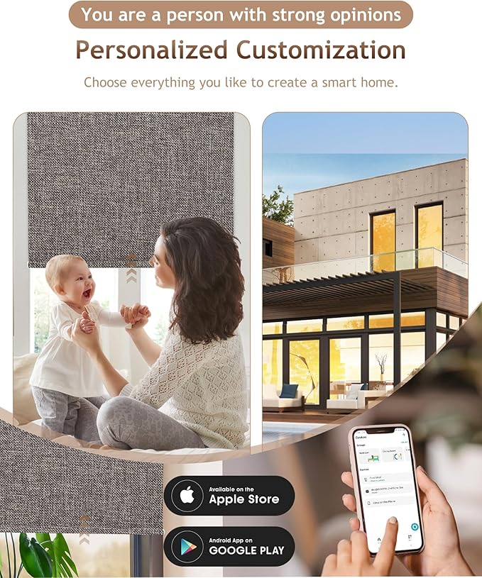Motorized Blinds with Remote: Kincmo 100% Blackout Roller Shades Work with Apple Homekit,Alexa,Google Home, Customized Electric Blinds with App,Voice Control (100% Blackout Natural Walnut)