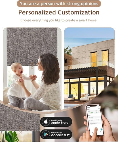 Motorized Blinds with Remote: Kincmo 100% Blackout Roller Shades Work with Apple Homekit,Alexa,Google Home, Customized Electric Blinds with App,Voice Control (100% Blackout Natural Walnut)