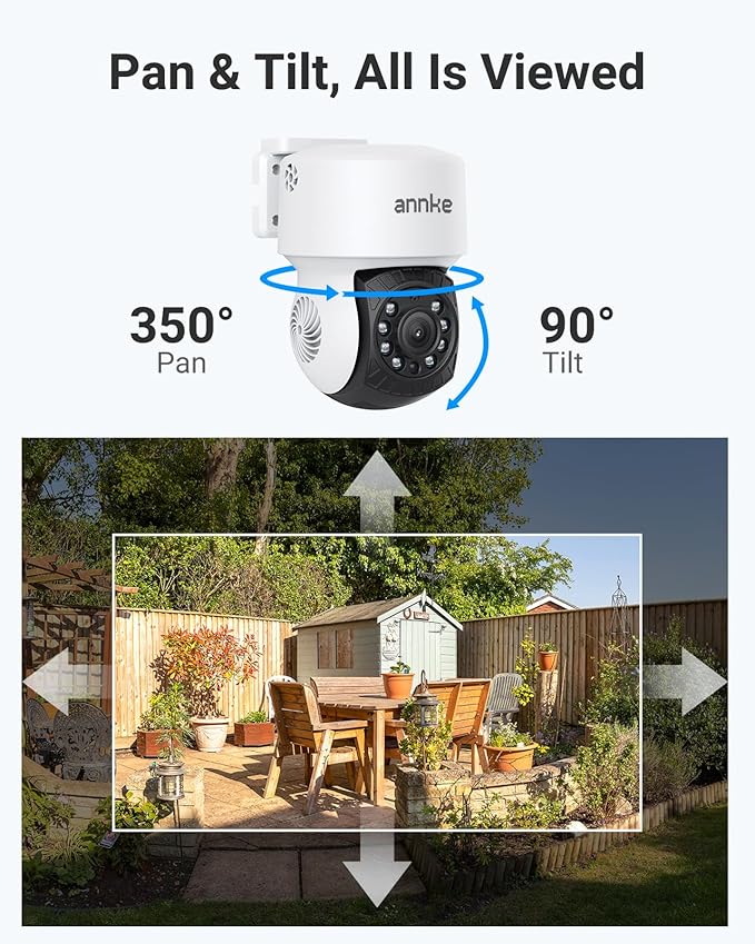 ANNKE 2Pack 1080P 2MP AHD CCTV Home Surveillance Dome Wired PT Camera with 350° pan and 90° tilt, 100ft IR Night Vision, IP65 Weatherproof Security Add–On Cam for Outdoor, Wide Compatibility - APT200