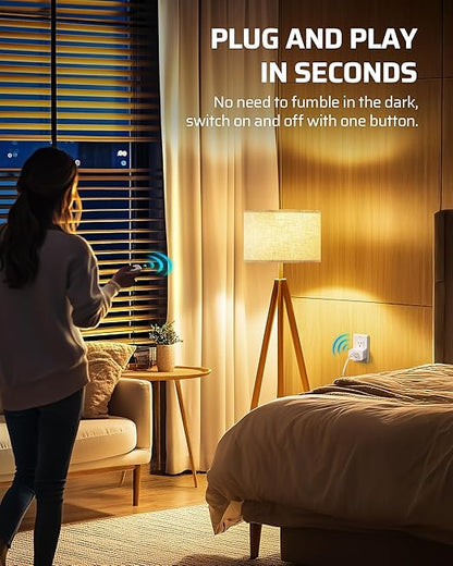DEWENWILS Remote Control Outlet, Indoor Remote Outlet with 2 Remotes, 100FT Range, 15A/1875W, Remote Outlet Switch for Lights/Fans, Floor Lamp, Bedside Lamp