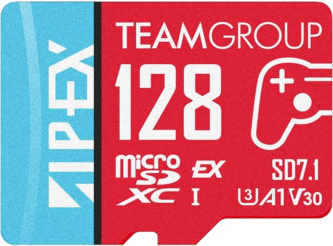 TEAMGROUP APEX 128GB microSD Express Card, microSDXC Memory Card U3 A1 V30 R/W up to 800/700 MB/s, for Nintendo Switch2, UHS-I Compatible, with Adapter TAPMSDE128GIV30A102
