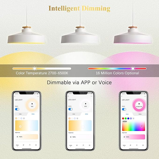DiCUNO Smart GU10 LED Bulb, RGB Color Changing LED Compatible with Alexa & Google Home, Dimmable with App, 450LM, MR16 50W Track Light Bulb Replacement, 110° Beam Angle, 2.4GHz WiFi, Pack of 4