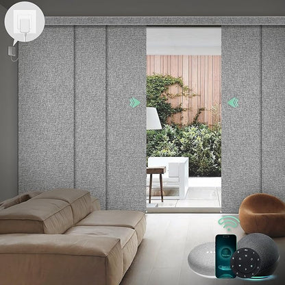 Yoolax Custom XL Smart Sliding Door Blinds, Motorized Sliding Panel Blinds Compatible with Alexa, Blackout Vertical Blinds for Glass Doors, Patio Doors, Closet Doors, Canyon Grey