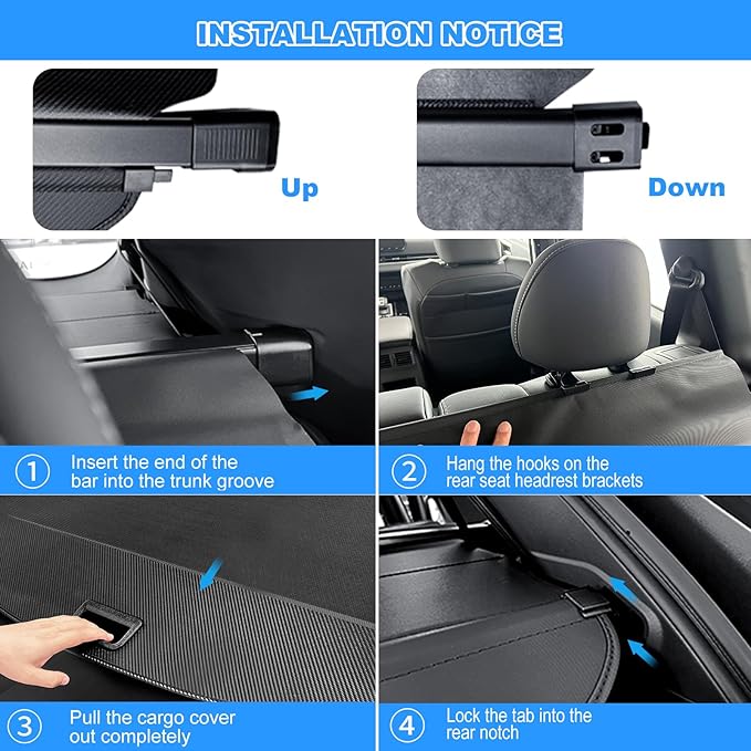 AUXKO Retractable Cargo Cover for Ford Edge 2024-2015, Trunk Cargo Cover Luggage Security Shade Cover for 2024 2023 2022 Ford Edge Shielding Shade Anti-Peeping Luggage Privacy Screen, Carbon Fiber