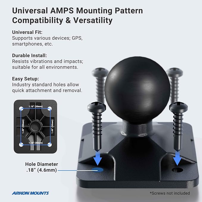 ARKON Mounts - Car Phone Holder | Secure Grip | Heavy Duty | Drill Base Car Phone Mount | Spring-loaded holder expands up to 7.25 inches | For iPhone, Samsung, Google, Nokia, and other Smartphones