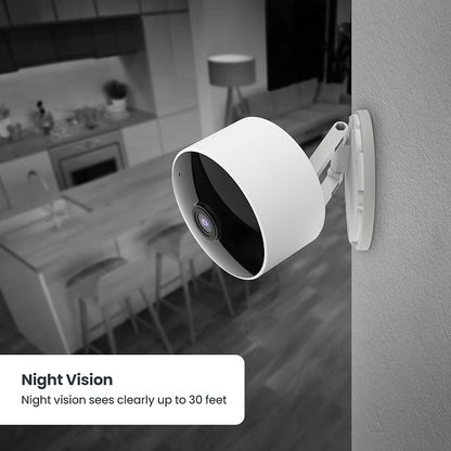 Feit Electric Indoor Security Camera, 2K WiFi Indoor Camera for Pets & Home Monitoring, AI Motion Detection, Plug-in Camera with Night Vision, Two-Way Audio, Local Storage, Works with Alexa & Google