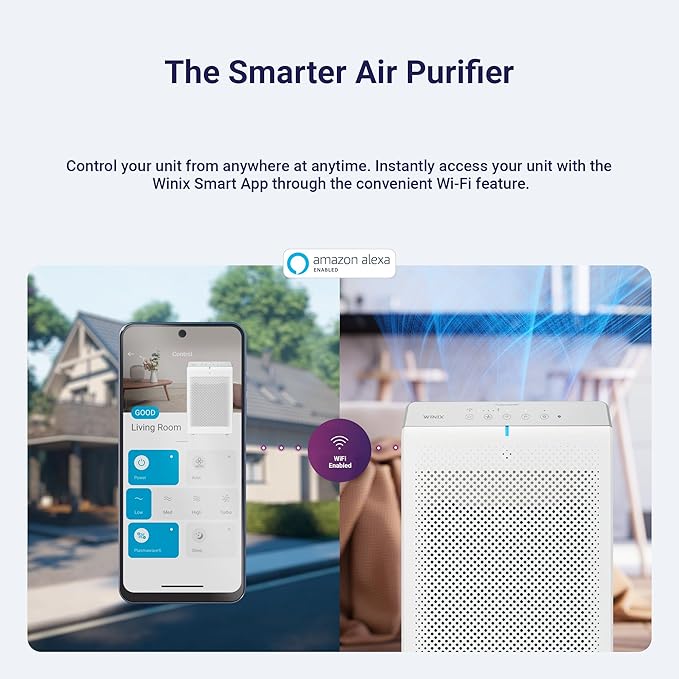 WINIX 5530 Air Purifier (New Generation of 5500-2 with App Control) for Home Large Room Up to 1882 Ft² in 1 Hr, True HEPA, High Deodorization Carbon Filter and Auto Mode, Captures Pet Allergies, Smoke