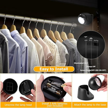 Motion Sensor Outdoor Lights - Outdoor Motion Sensor Light Battery Operated Wireless Spotlight Motion Detector Security Light Auto On Off for Sheltered Porch Stair Hallway Garage Wall Shed (2 Pack)