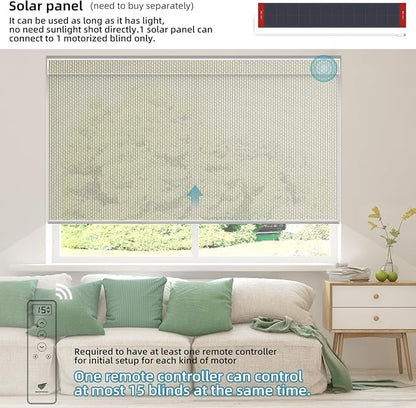 SmartWings Motorized Roller Shades 5% Openness Work with Homekit, Alexa SmartThings Google, Zigbee Motor Smart Blinds for Windows, Cordless Remote Window Shades, Rechargeable, Customized, White Linen