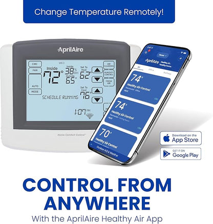 AprilAire 8910W Wi-Fi Programmable Touchscreen Thermostat with IAQ Control; Amazon Alexa and Google Assistant Compatible
