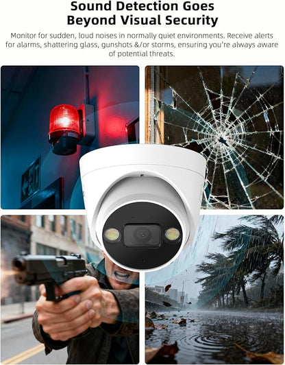 Swann AdvancedX™ Wired 5MP NVR Security System, 8 Channel, 4 Dome 3K Cameras, 1TB Storage, White, 24/7 Recording