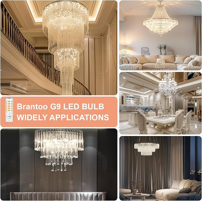 G9 LED Bulb Dimmable 2700K Warm White, T4 4W Replacement for 40 Watts Halogen, Flicker-Free, Ceramic Bi-pin Base, GU9 Light Bulbs for Chandeliers & Lamps, 8 Pack