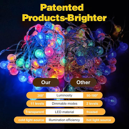 XZAI Globe Fairy String Lights, 33Ft 100LED Battery Operated with Remote, IP67 Waterproof Indoor Outdoor Hanging Crystal Beads for Home Party Patio Garden, Multicolor