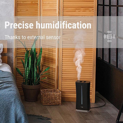 Stadler Form’s Eva humidifier with WiFi, external humidity sensor, automatic mode, for rooms of up to 860 sq ft, ultrasonic nebuliser, dimmable LEDs, suitable for fragrant oil, black