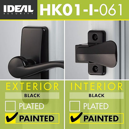 Ideal Security GL Door Lever Set with Keyed Deadbolt Lock for Storm and Screen Doors, Black (4-Piece Set)