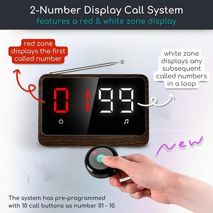 Wireless Nurse Call System with Call Buttons, 2-Number Display | Displays the oldest and next active calls for faster response in care and service environments
